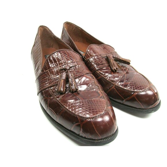 Stacy Adams Genuine Snake Full Strap Tassel Loafers Mens Brown Size US 11 M - Picture 1 of 9